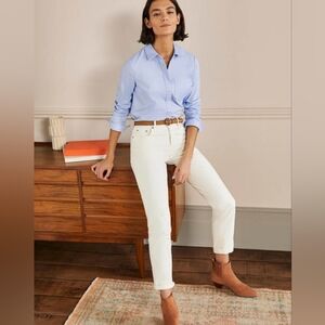 NWT 10 Long Boden Girlfriend Jeans Ecru